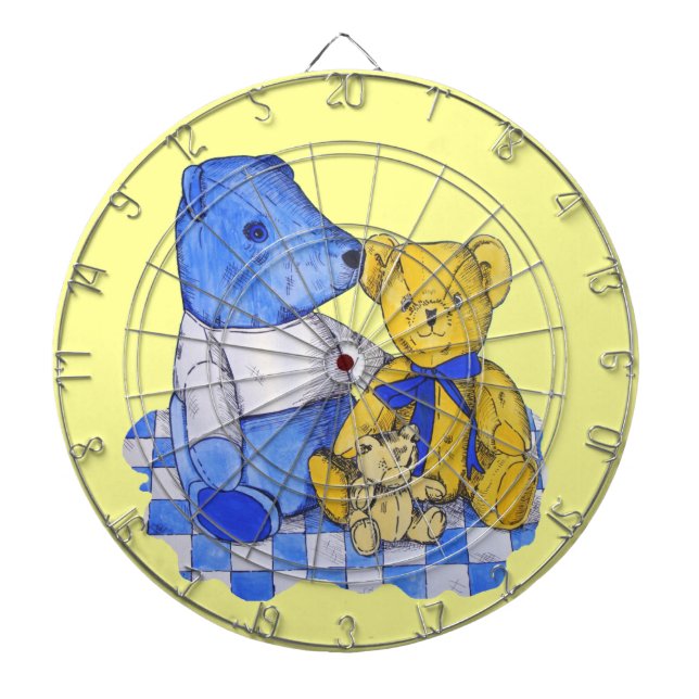 tre söta tejpjäser på trasa originalkonst piltavla (Framsidan)