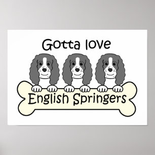 Tre Spaniels för engelsk Springer Poster