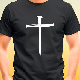 Tre spikar Robust Vitt Kors Kristet T Shirt