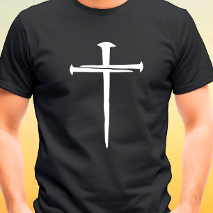 Tre spikar Robust Vitt Kors Kristet T Shirt