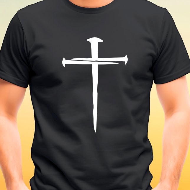Tre spikar Robust Vitt Kors Kristet T Shirt (Three Nails Rugged White Cross Christian T-Shirt)