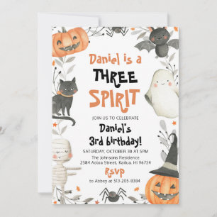 Tre Spirit Cute Halloween 3:e födelsedagen Inbjuda Inbjudningar