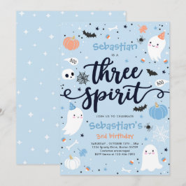 Tre Spirit Cute Halloween Ghost 3:e födelsedagen Inbjudningar