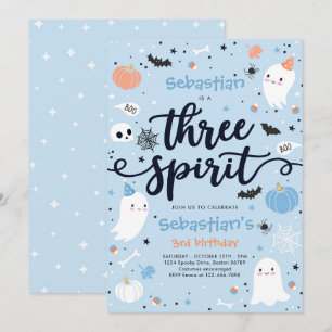 Tre Spirit Cute Halloween Ghost 3:e födelsedagen Inbjudningar