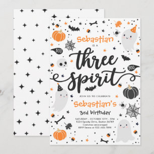 Tre Spirit Cute Halloween Ghost 3:e födelsedagen Inbjudningar