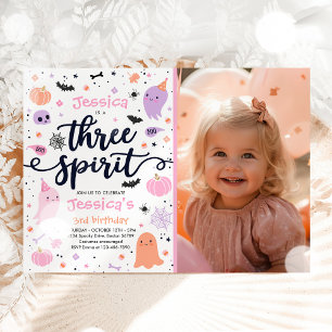 Tre Spirit Cute Halloween Ghost 3:e födelsedagen Inbjudningar