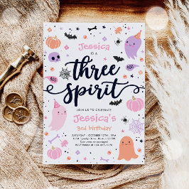 Tre Spirit Cute Halloween Ghost 3:e födelsedagen Inbjudningar