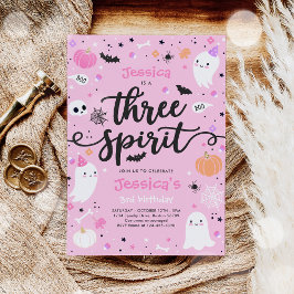 Tre Spirit Cute Halloween Ghost 3:e födelsedagen Inbjudningar