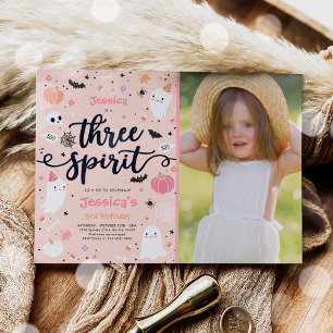 Tre Spirit Cute Halloween Ghost 3:e födelsedagen Inbjudningar