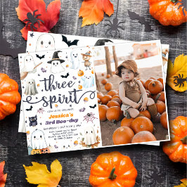 Tre Spirit Cute Halloween Ghost 3:e födelsedagen Inbjudningar