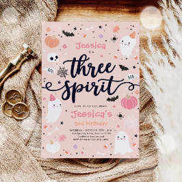 Tre Spirit Cute Halloween Ghost 3:e födelsedagen Inbjudningar