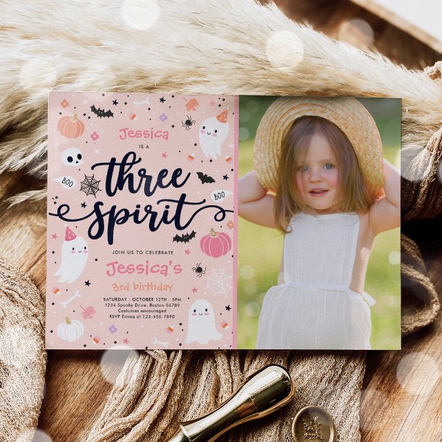 Tre Spirit Cute Halloween Ghost 3:e födelsedagen Inbjudningar (Skapare uppladdad)