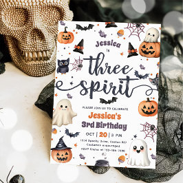 Tre Spirit Cute Halloween Ghost 3:e födelsedagen Inbjudningar