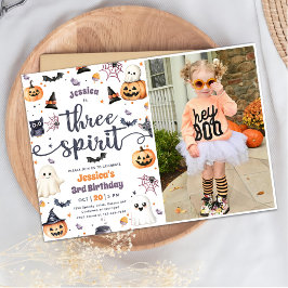 Tre Spirit Cute Halloween Ghost 3:e födelsedagen Inbjudningar