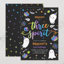 Tre Spirit Cute Halloween Ghost 3:e födelsedagen