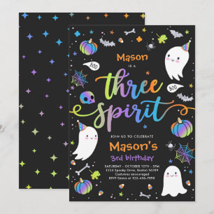 Tre Spirit Cute Halloween Ghost 3:e födelsedagen Inbjudningar