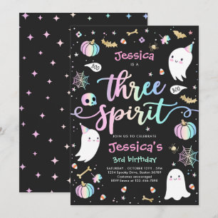 Tre Spirit Cute Halloween Ghost 3:e födelsedagen Inbjudningar