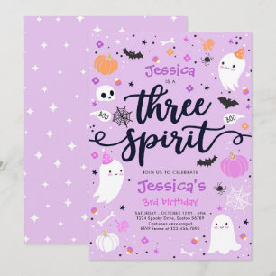 Tre Spirit Cute Halloween Ghost 3:e födelsedagen Inbjudningar