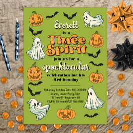 Tre spirit Ghost tredje Halloween Fall Birthday Inbjudningar