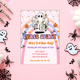 Tre spirit Groovy Ghost Halloween 3:e födelsedagen Inbjudningar