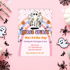 Tre spirit Groovy Ghost Halloween 3:e födelsedagen Inbjudningar