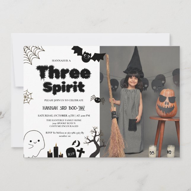 Tre Spirit Halloween 3-årsdagen party Inbjudningar (Framsida)