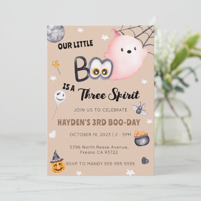 Tre spirit Halloween 3:e födelsedagen Inbjudningar (Stående Fram)