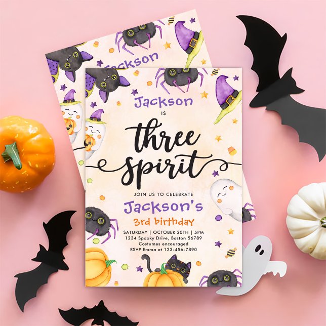 Tre spirit Halloween 3:e födelsedagen Inbjudningar (Skapare uppladdad)