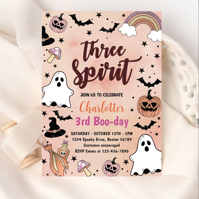 Tre spirit Halloween 3:e födelsedagen Party Inbjudningar (Skapare uppladdad)