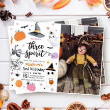 Tre spirit Halloween 3:e födelsedagsfoto