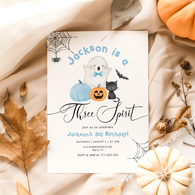 Tre Spirit Halloween-blodiga spookys födelsedag Inbjudningar (Skapare uppladdad)