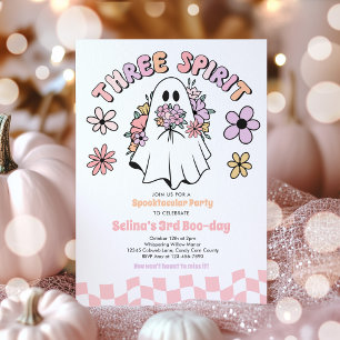 Tre Spirit Halloween Blommigt Ghost 3 Birthday Inbjudningar