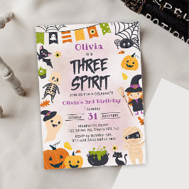 Tre Spirit Halloween Cute Ghost Födelsedagsfest Inbjudningar