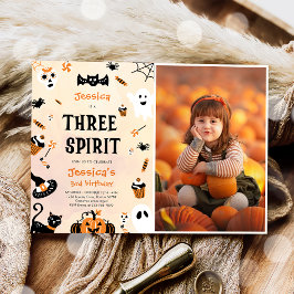 Tre Spirit Halloween Cute Ghost Födelsedagsfest Inbjudningar