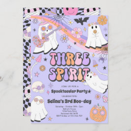 Tre Spirit Halloween Groovy Ghost 3:e födelsedagen Inbjudningar