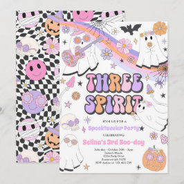 Tre Spirit Halloween Groovy Ghost 3:e födelsedagen Inbjudningar