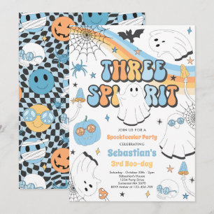 Tre Spirit Halloween Groovy Ghost 3:e födelsedagen Inbjudningar