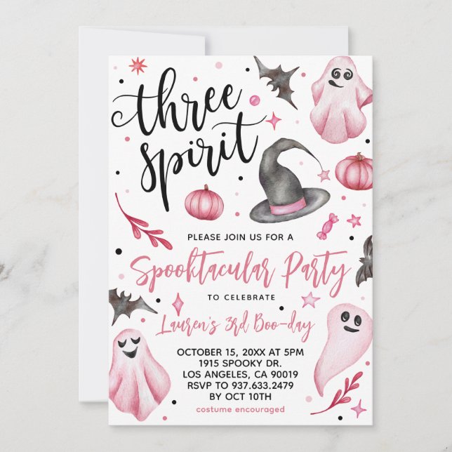 Tre Spirit Spooky Halloween Birthday Inbjudningar (Framsida)