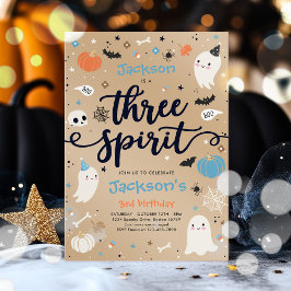 Tre Spirit Vintage Halloween Ghost 3 Birthday Inbjudningar