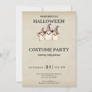 Tre spöken häxhatt Vintage Halloween-kostym Inbjudningar