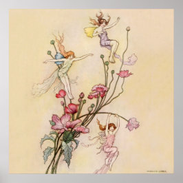 "Tre sprit Mad with Joy" av Warwick Goble Poster