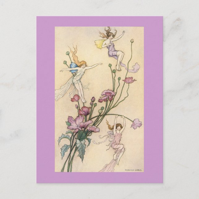 Tre Sprites Mad med Joy Postcard Vykort (Framsida)