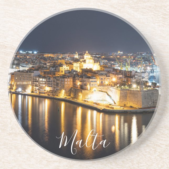 Tre städer på Malta på natten Underlägg (Framsidan)