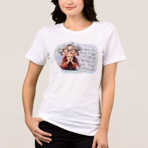 Tre stadier till ålderdomen med gråhårig gammal da t shirt