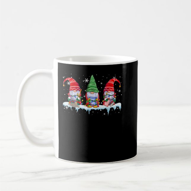 Tre Städning Gnomes Funny jul Ljus Gnome Kaffemugg (Vänster)