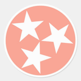 Tre Star Tennessee Statlig flagga Sticker Runt Klistermärke