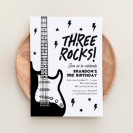 Tre Sten Guitar Rock and roll 3:e födelsedagen Inbjudningar