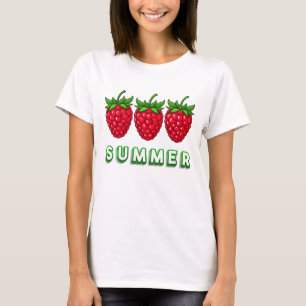 Tre stilrent ritade hallon i klara färger t shirt