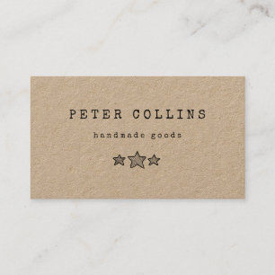 Tre stjärnor land doodle rustic Kraft Visitkort