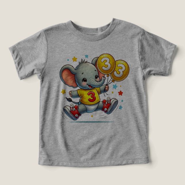 Tre stora Firande: Elefanten med ballonger T Shirt (Design Framsida)